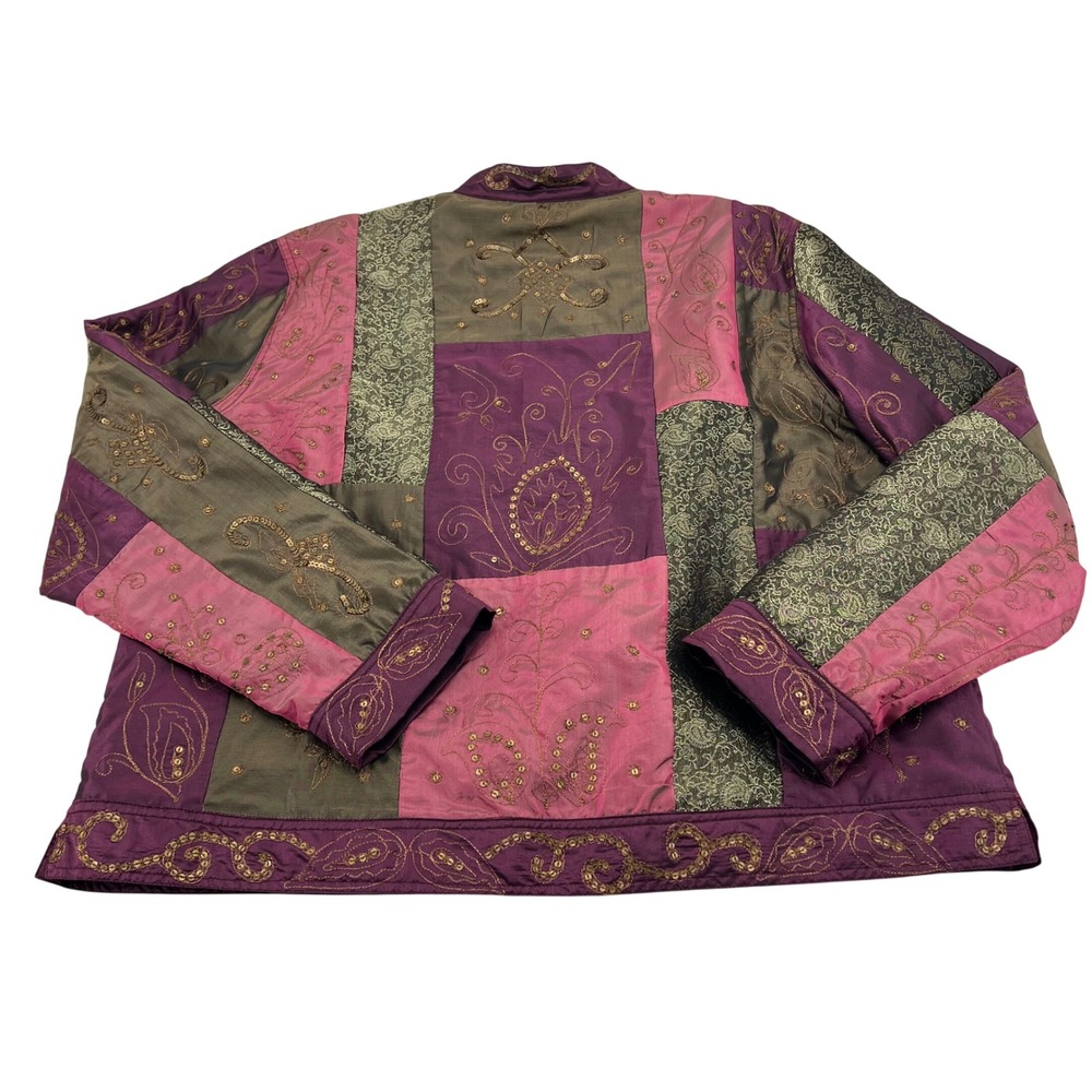 Vintage By Chicos Patchwork Mandarin Jacket Sequi… - image 6